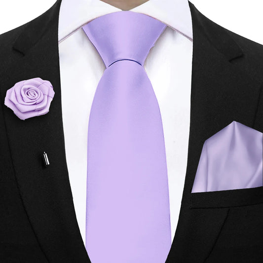 Mens Ties Set Sage Green Pink Grey Brown NeckTie Pocket Square Brooch Wedding Tie Suit Accessories Fit Group Holiday Party