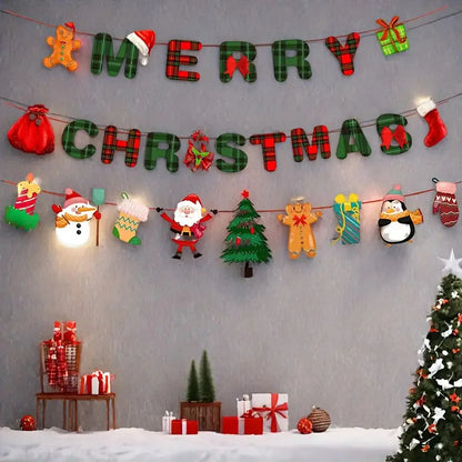 1 Set Christmas Party Decoration-Merry Christmas Banner and Holiday Background Decorations,Festive Hanging Ornaments for Home. Good Vibrations