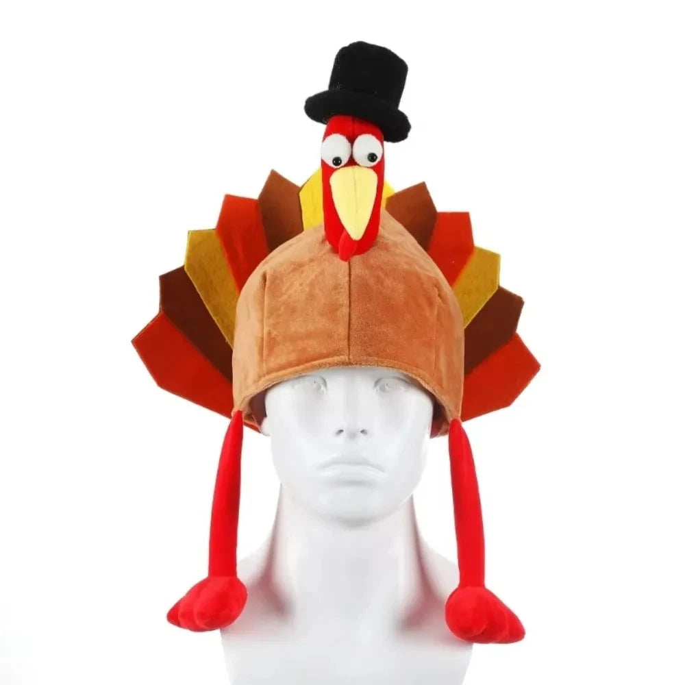 Cute Thanksgiving Turkey Hats Comfortable Soft Plush Turkey Caps Creative Unisex Roleplaying Photo Cap Children Good Vibrations