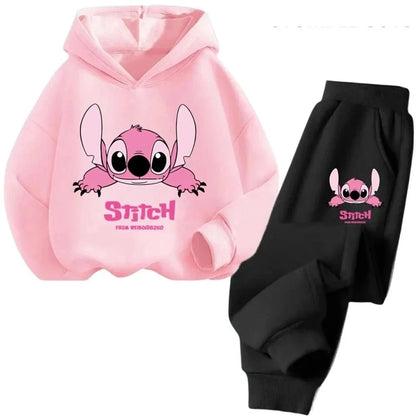 Children Hoodies Stitch Kawaii Fashion Pullover Sweatshirt Anime Trucksuit Manga Cartoons Girls Boy Kids Autumn Casual Clothes Good Vibrations