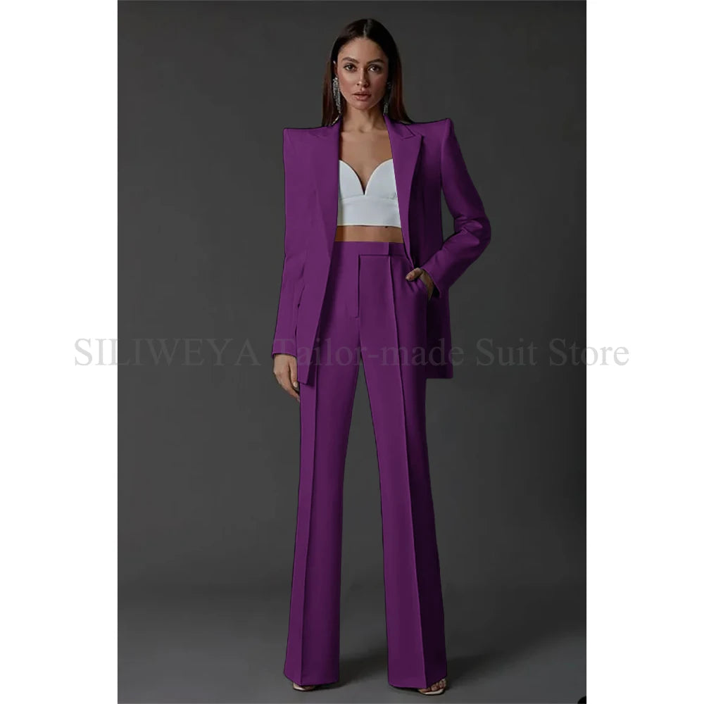 Vintage Women Wedding Suits Set 2 Pcs Blazer+Pants Formal Pantsuit Business Office Slim Fit  Peaky Blinders Takım Elbise Good Vibrations