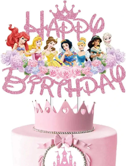 Princess Party Favor Girls' Happy Birthday Banner Princess Pinata Fillers Mask Stickers Disposable Tableware Set Decorations Good Vibrations