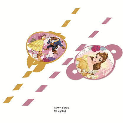 12pcs Cartoon Anime Beauty and the beast Princess Cake Topper Theme candy bar Cupcake Toppers baby shower kids birthday Party Good Vibrations