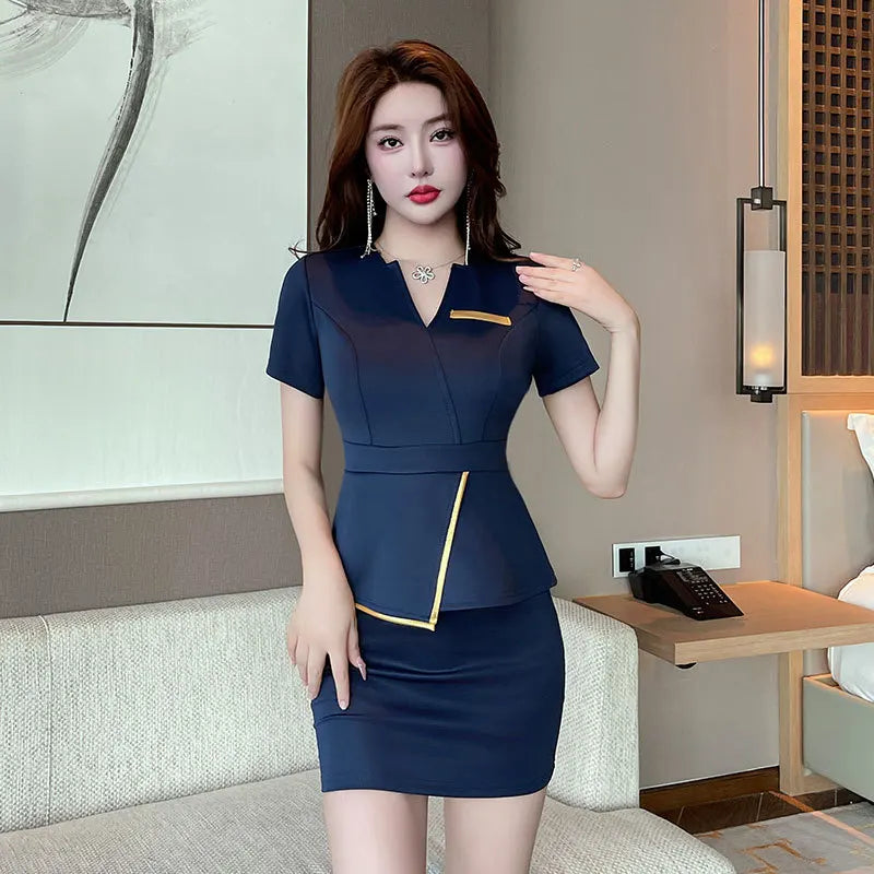 Woman Work Clothes Suit Hotel Waiter Beauty Salon Spa Massage Nail Cafe Sexy Foot Bath Sauna Technician Overall Skirt Uniform Good Vibrations