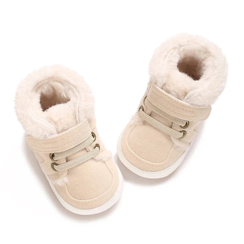 HAIZHIW 0-18M NEW Winter Baby Boys Girls High Tops Sneakers Rubber Anti-Slip Sole Fleece for Warmth Infant Newborn Shoes Good Vibrations