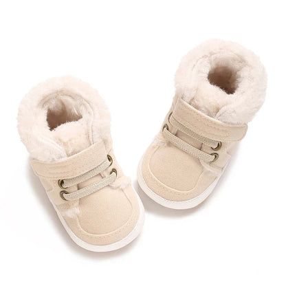 HAIZHIW 0-18M NEW Winter Baby Boys Girls High Tops Sneakers Rubber Anti-Slip Sole Fleece for Warmth Infant Newborn Shoes Good Vibrations