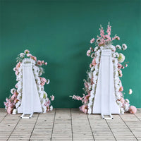 Flores Arificiales Decoration Wedding KT Board Artificial Floral Arrangement Pink White 3pcs/set Flowers Row Decor Props H5.4ft Good Vibrations