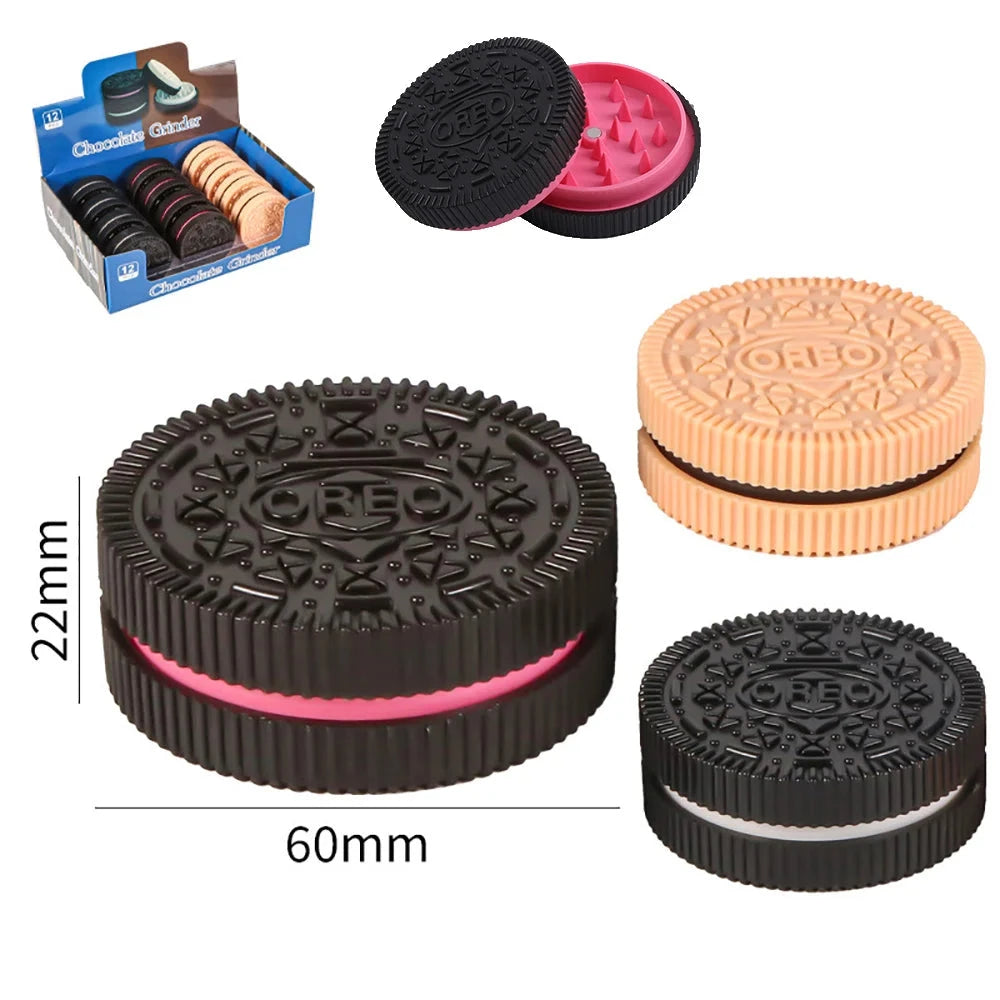 60MM Herb Grinder Plastic Cookie Biscuit  Crusher Hand Muller Cigarette Chocolate Grinder Crusher Tobacco Smoking Good Vibrations Adult Super Store