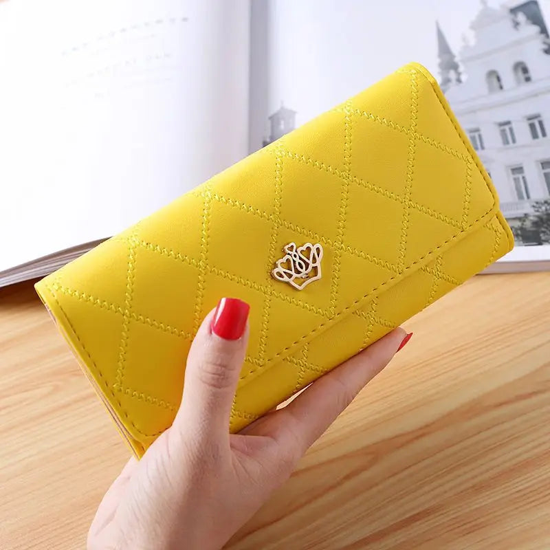 Plaid Long Wallet Women's PU Leather Slim Card Holder Coin Purse Phone Bag Money Organizer Fashion Wallet Good Vibrations