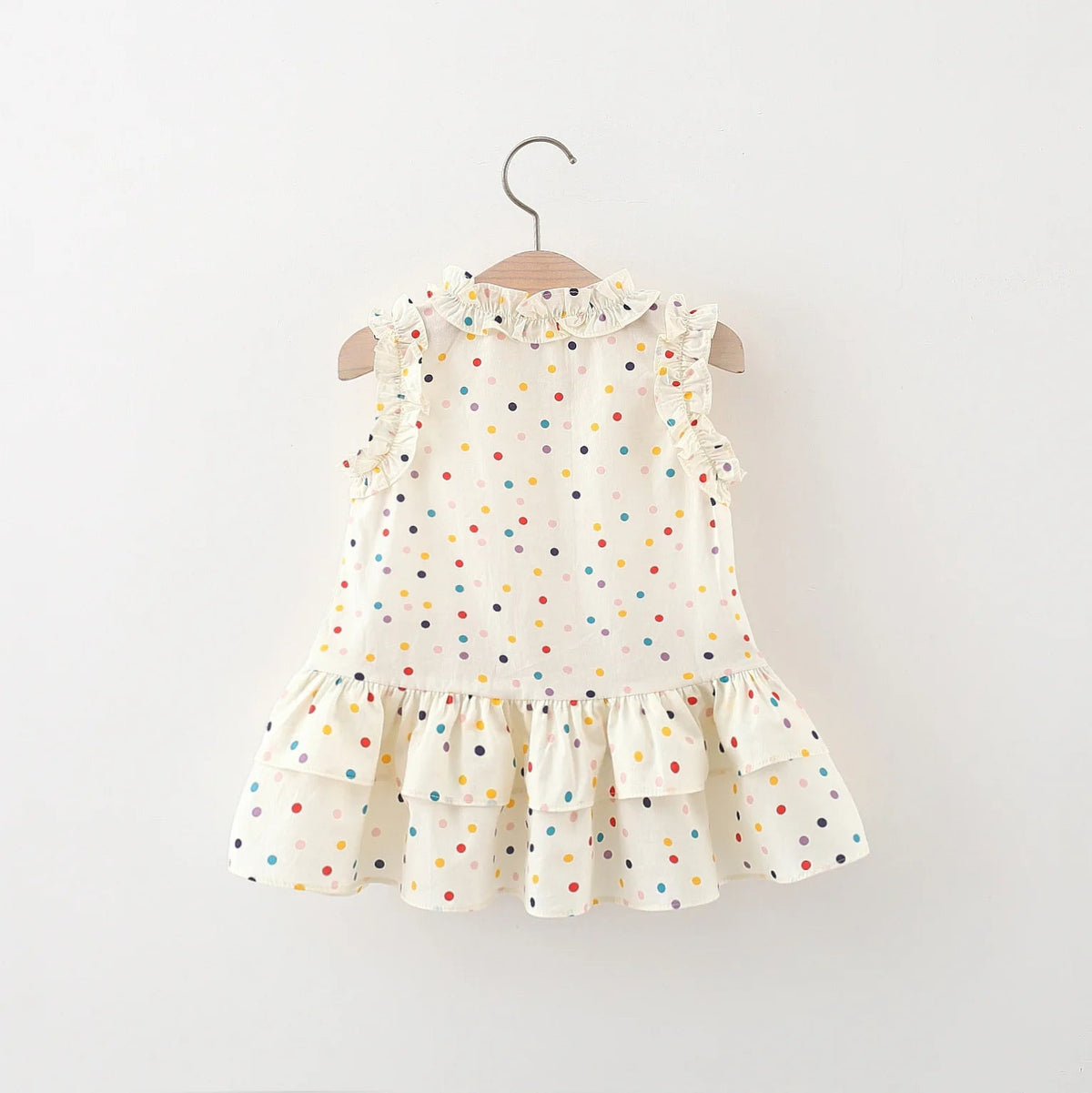 (9 Months -4 Years Old) Summer New Colorful Polka Dot Baby Girl Dress, Countryside Style Children'S Clothing Free Gift Bag Good Vibrations
