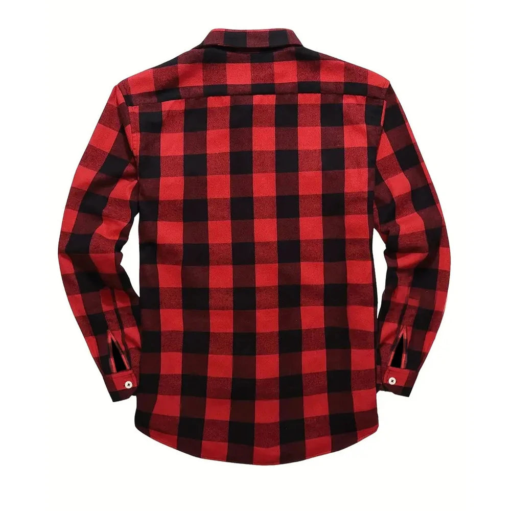 New Plaid Flannel Shirt for Men Long Sleeve Casual Shirts Spring Autumn Button -up 2-Pocket Colthing Tops Classic Men's Shirts Good Vibrations