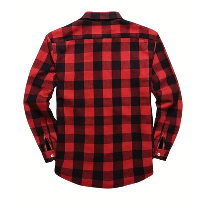 New Plaid Flannel Shirt for Men Long Sleeve Casual Shirts Spring Autumn Button -up 2-Pocket Colthing Tops Classic Men's Shirts Good Vibrations