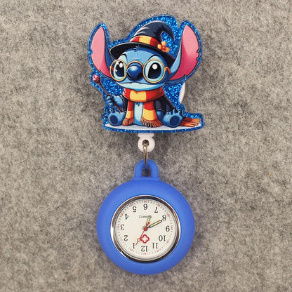 Cute Friends Pig Bear Blue Mouse Style Pocket Watch Retractable And With Clip For Men And Women Good Vibrations