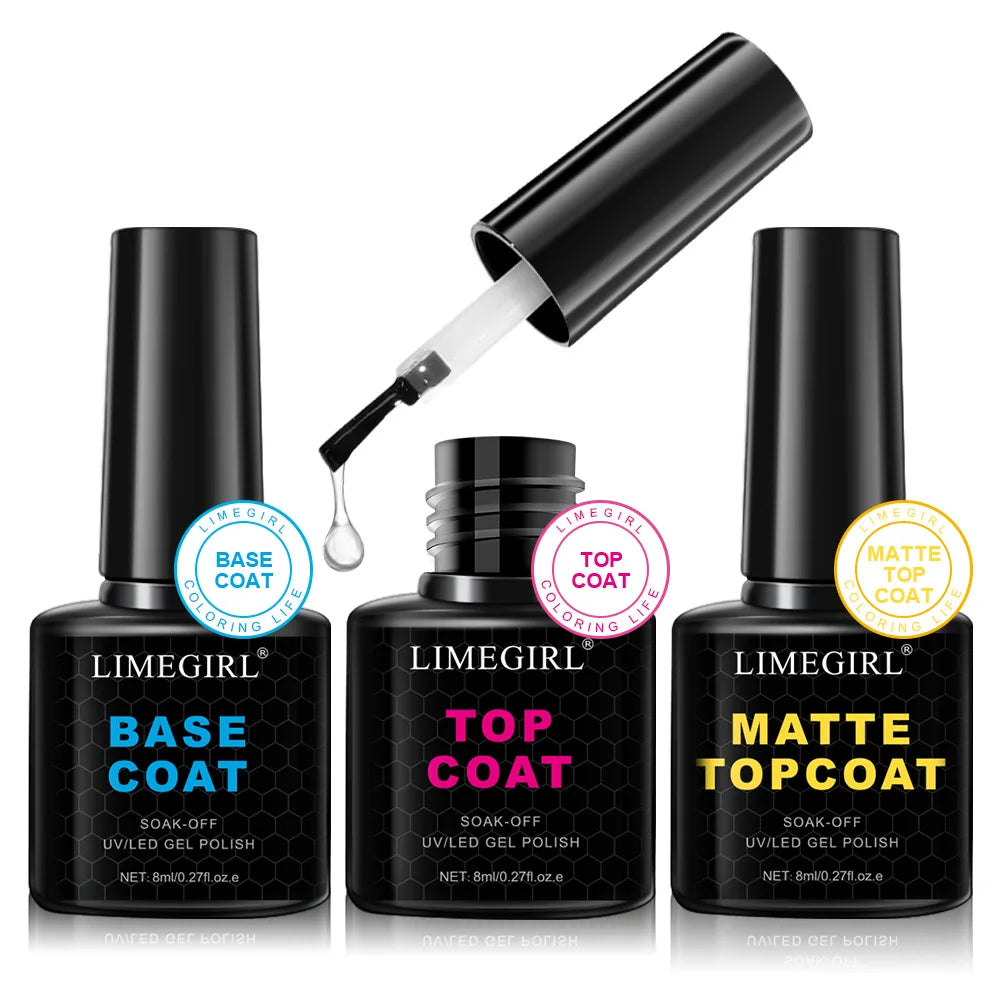 3Psc/Kit Nail Art Soaking Primer Clear Coat Nail Polish UV Gel Polish Dry Cure Brightening Multifunctional Manicure Set Good Vibrations