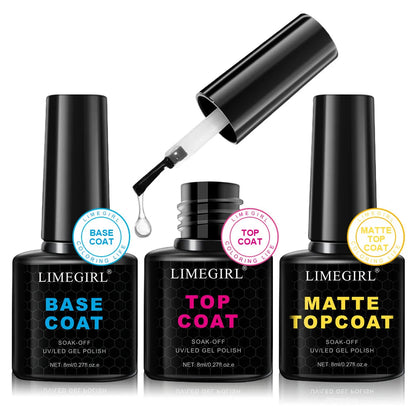 3Psc/Kit Nail Art Soaking Primer Clear Coat Nail Polish UV Gel Polish Dry Cure Brightening Multifunctional Manicure Set Good Vibrations