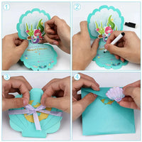 6Pcs Mermaid Party Invitations Pearlescent Mermaid Birthday Party Supplies with Envelopes for Kids Girls Birthday Wedding Decor Good Vibrations