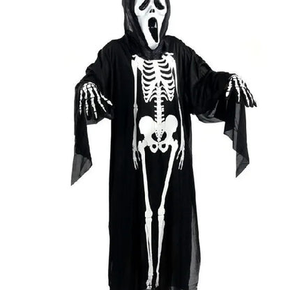 2025 Halloween New Party Role Playing Children Adult Death Black Cloak Halloween Skull Ball Costume Prop Set Children Adult Gift Good Vibrations
