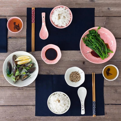 Japanese Style Ceramic Tableware Set Household Cutlery Creative Ceramic Dinnerware dining table dish set dinner set eco friendly Good Vibrations