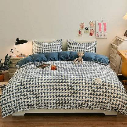 Checkerboard Bedding Comforter Set with Pillowcase bed sheet Single Full Size Bed Linen Duvet Cover Set Queen/King Double Single Good Vibrations