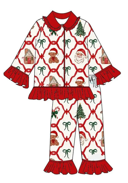 Boutique Children Candy Gifts Cookies Pajamas Sets Kids Christmas Pjamas Button Boys Girls Sleepwear Outfits Good Vibrations