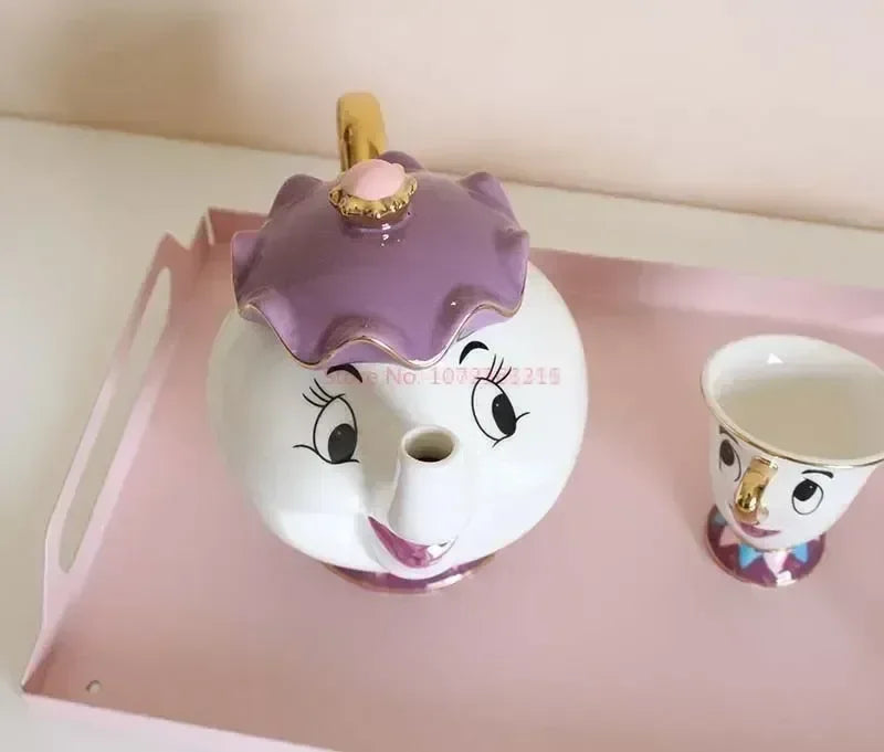 Disney Teapot Cute Cartoon Beauty And The Beast Coffee Pots Mug Mrs Potts Chip Cup Tea Cup Pots One Tea Set Droshipping Desk Gif Good Vibrations Adult Super Store