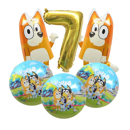 Bluey Christmas Birthday Party dinnerware Disposable Banner Cake Topper Hanging Flag bluey number Balloons Birthday Decoration Good Vibrations
