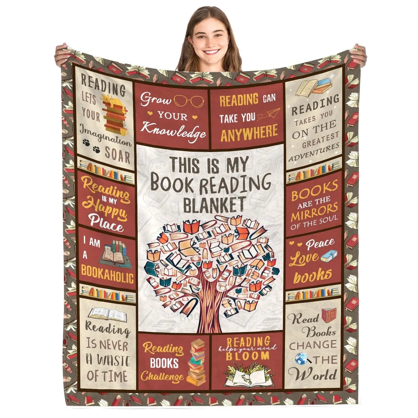 Gift for Book Lovers Printed Blanket for Sofa Bed Travel Camping Living Room Office Conditioning Blanket for All Seasons Gifts Good Vibrations