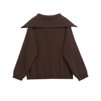 DUOPERI Women Fashion 2 Piece Sets Brown Pullover Sweatshirts & High Elastic Waist Trousers Feamle Chic Lady Pants Set Good Vibrations