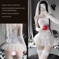 Porno Wedding Bride Fancy Dress Cosplay Uniform Women Sexy Lingerie See Through Exotic Costumes Nightgowns Adult Roleplay Good Vibrations