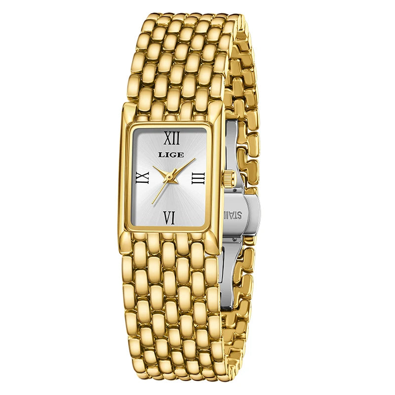 LIGE new 2025 women's watch quartz stainless steel strap women watches luxury casual waterproof retro fashion ladies watch reloj Good Vibrations