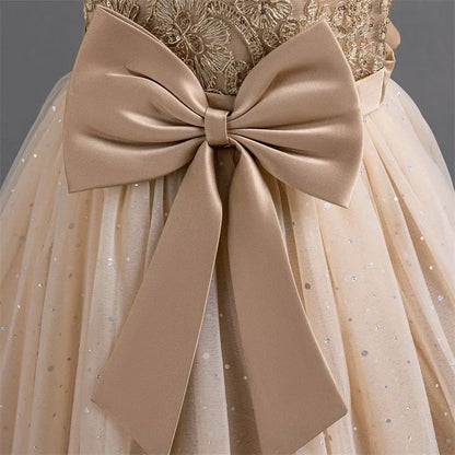 2024 Teen Girls Bridesmaid Flower Dresses for Wedding Elegant Luxury Party Sequin Lace Princess Evening Dress Birthday Prom Gown Good Vibrations