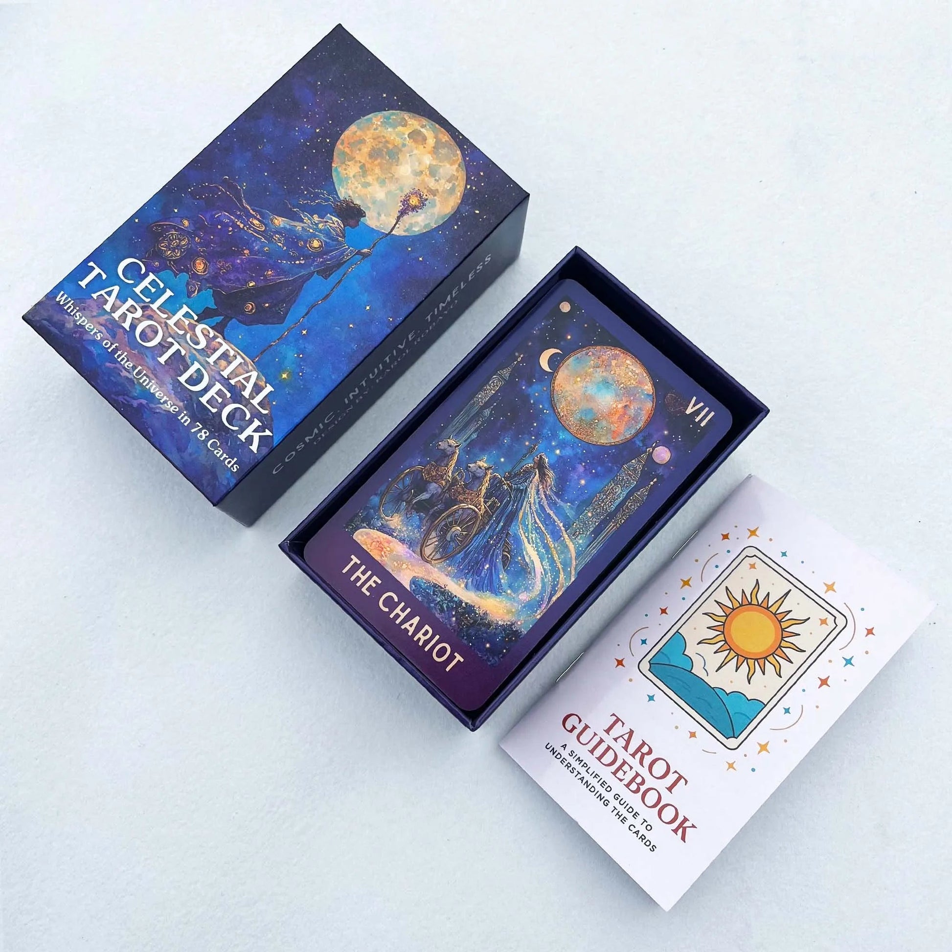 Classic Celestial Tarot Card Deck, 78 Cards, 13x8 Cm, Intuition & Spiritual Guidance, Ideal for Beginners, Includes Paper Manual Good Vibrations