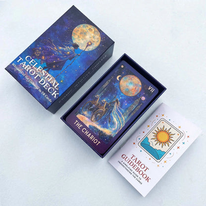Classic Celestial Tarot Card Deck, 78 Cards, 13x8 Cm, Intuition & Spiritual Guidance, Ideal for Beginners, Includes Paper Manual Good Vibrations