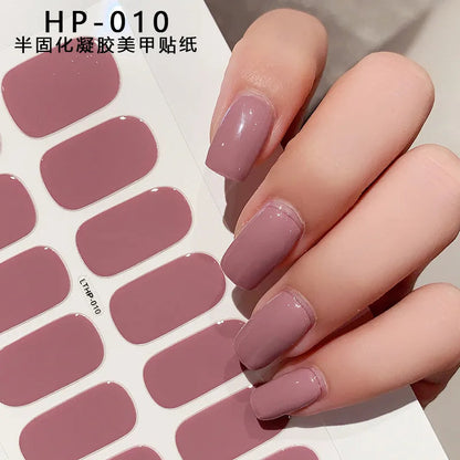 UV Semi-Cured Gel Nail Wraps Stickers Strips French Long Lasting Full Cover LED Gel Semi Cured Nail Sliders For Nail Extension & Good Vibrations