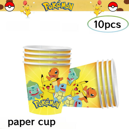 Pokemon Birthday Party Decorations Pikachu DIY Sticker Tableware Plate Tablecloth Baby Shower Kids Favors Gifts Party Supplies Good Vibrations