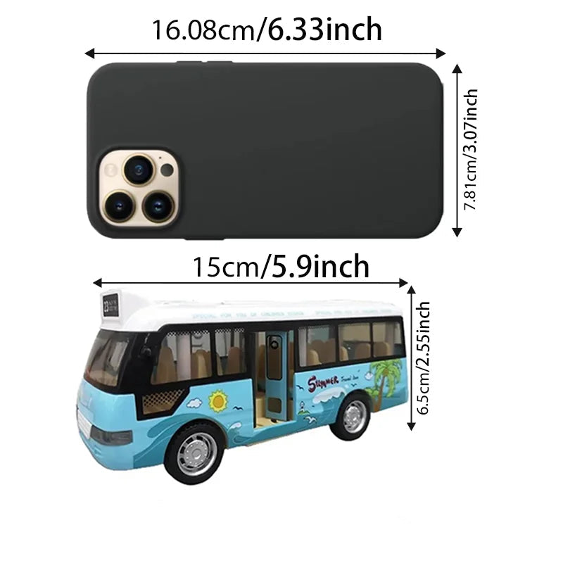 City Bus Toys Cars for Toddlers Cars for Boys Girls Pull Back Play Vehicle Bus Model with Sound Light Up & Open-able Doors Good Vibrations