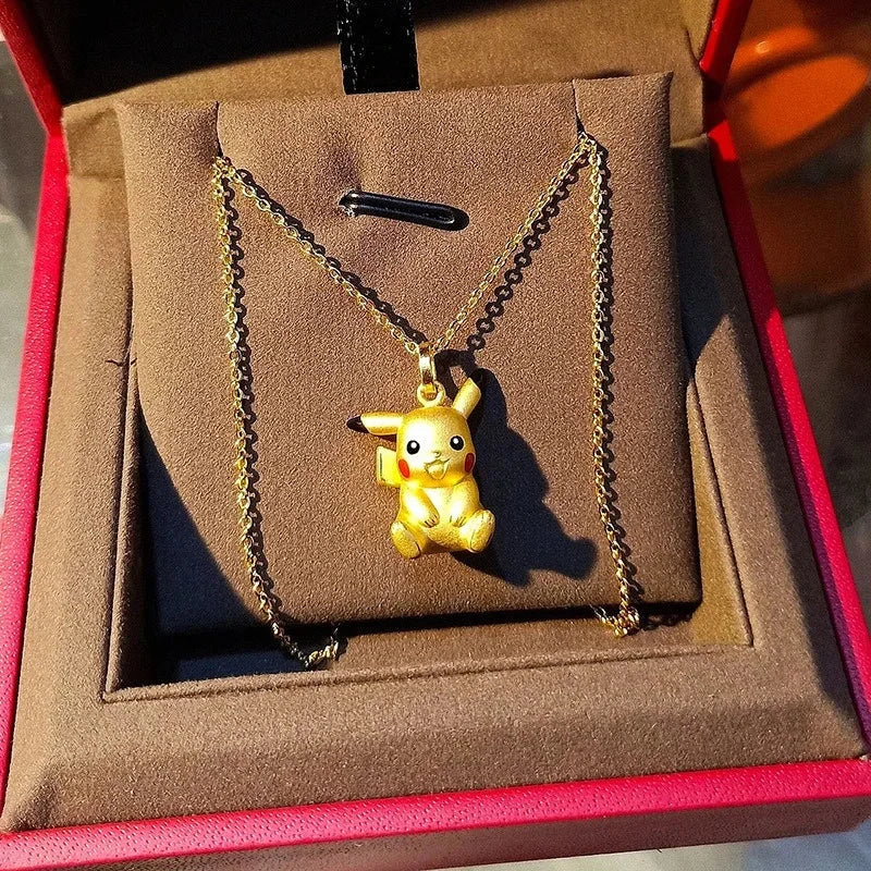 Pikachu Necklace Golden Anime Chain Fashion Cute Men Women Pendant Decoration Aesthetic Kawaii Boys Girls Kids Cute Jewelry Gift Good Vibrations