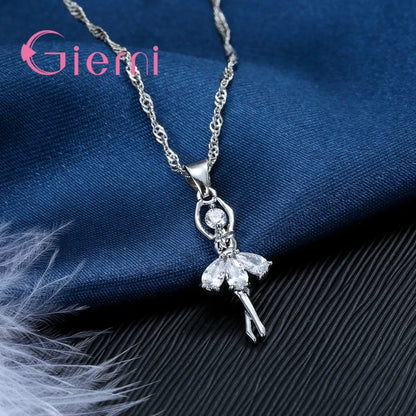 Beautful Elegant Women Jewelry Sets Pure 925 Sterling Silver Accessories For Women Romantic Gifts Pendant Necklace Hoop Earring Good Vibrations