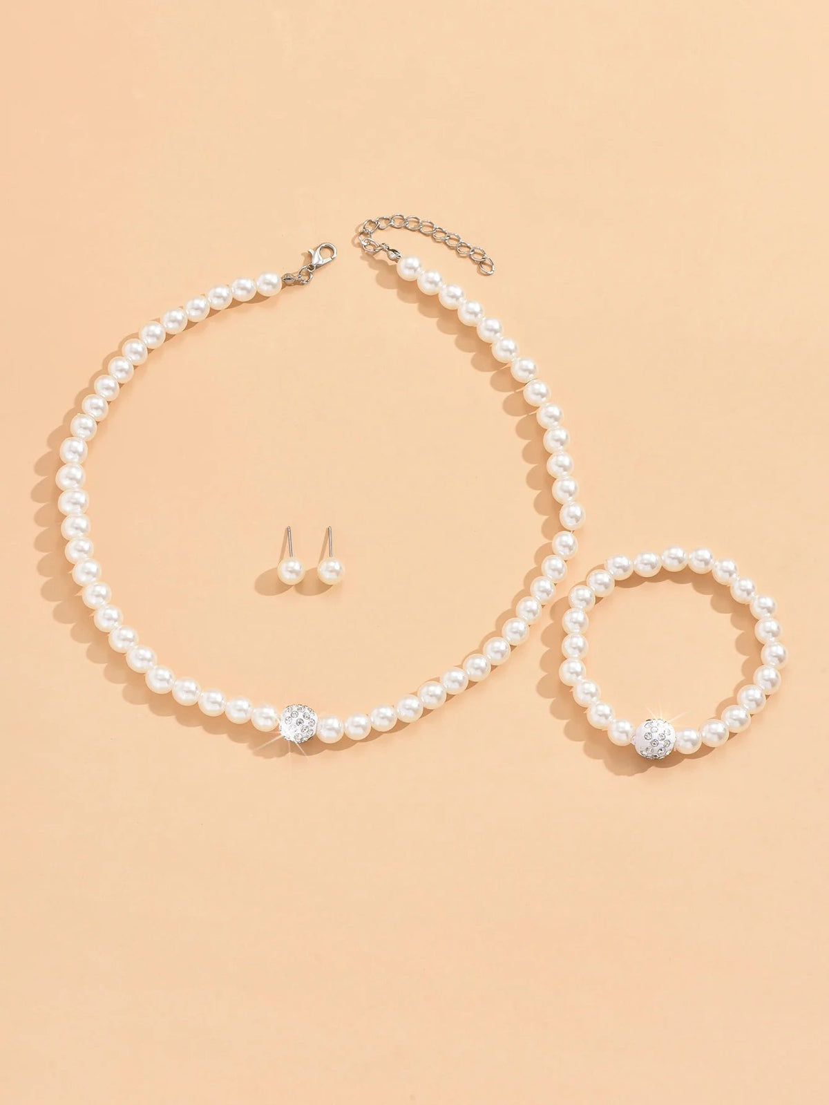4pcs Women's Jewelry Set Pearl Set Diamond Necklace Bracelet Earrings Set Gorgeous Jewelry-5042 Good Vibrations