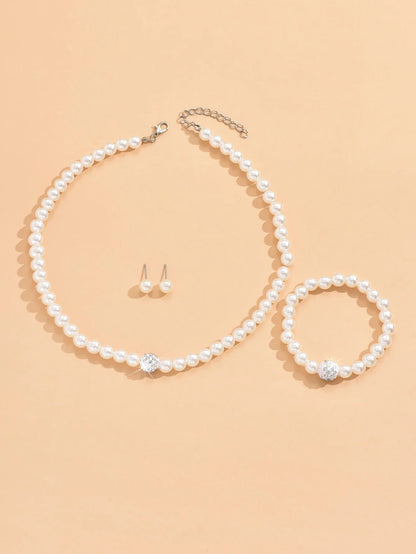 4pcs Women's Jewelry Set Pearl Set Diamond Necklace Bracelet Earrings Set Gorgeous Jewelry-5042 Good Vibrations