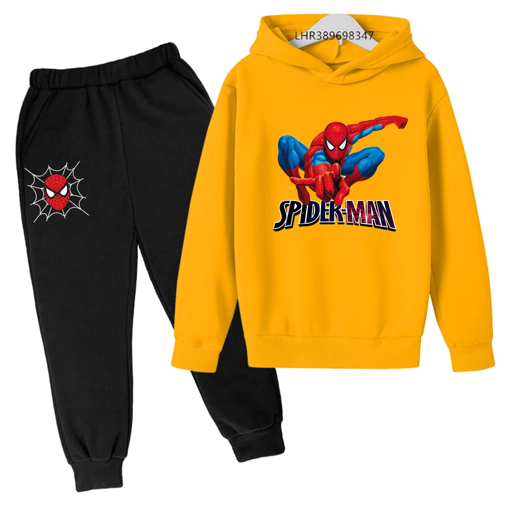 Autumn winter children's hoodie Spider-Man clothing leisure outerwear sweatshirt +pants set  Suitable 3-12 years Boys girls gift Good Vibrations
