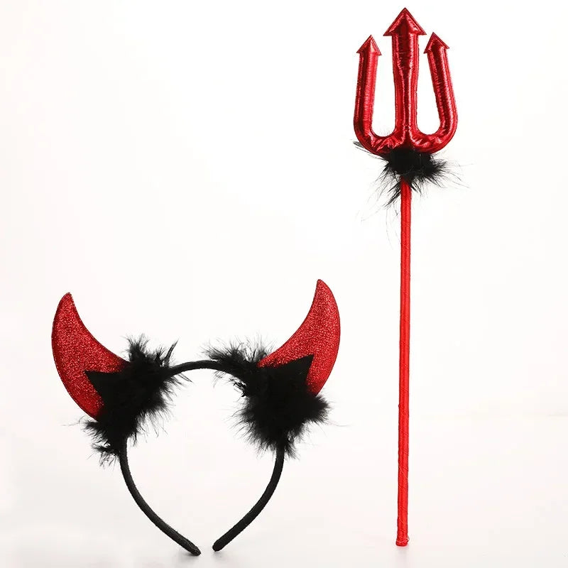 Halloween Children Party Necessary Baby Girls Red Wig Witch Vampire Cosplay Dress up Kids Girl Black Headband Accessories Gifts Good Vibrations