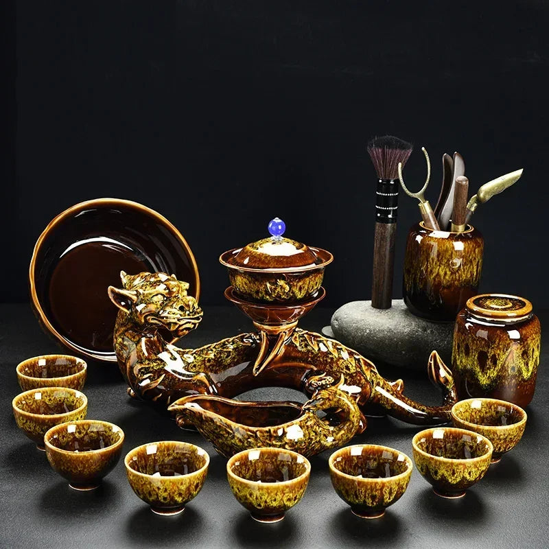 Porcelain Gaiwan Chinese Tea Set Complete Set Puer Chinese Portable Tea Set Luxury Vintage  Tea Ceremony Good Vibrations