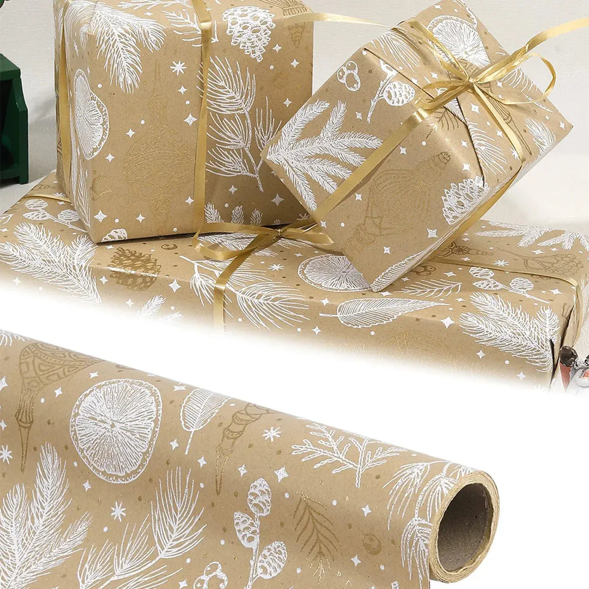 1roll Gift Wrapping Paper Christmas Gift Wrapping Paper ChristmasTree Pattern Handmade Paper Flower Bouquet Packaging Paper Good Vibrations