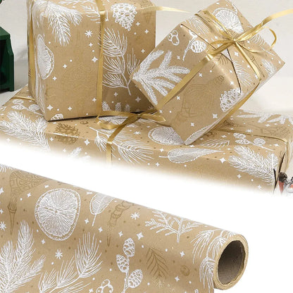 1roll Gift Wrapping Paper Christmas Gift Wrapping Paper ChristmasTree Pattern Handmade Paper Flower Bouquet Packaging Paper Good Vibrations