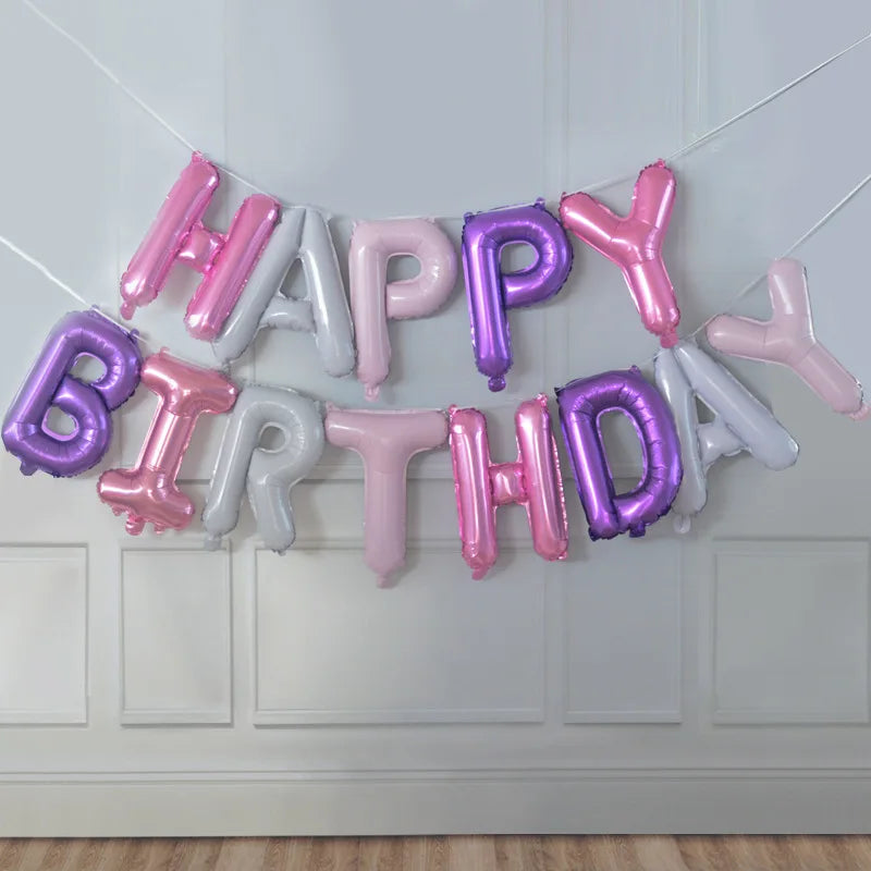 Happy Birthday Balloons Blue Golden Red Pink Black Foil Balloons Boys Girls Birthday Party Decoration Supplies Hanging Decor Good Vibrations