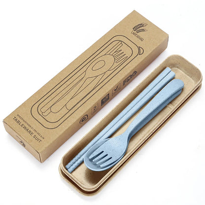 Fork Spoon Chopsticks Bowls Cup Dish Dinnerware Set High Grade Wheat Straw Tableware Children's Unbreakable Dishes Camping Set Good Vibrations