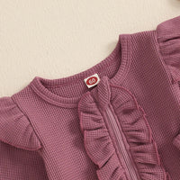 Spring Autumn Baby Toddler Girls Jumpsuit Infant Newborn Baby Girls Long Sleeve Crew Neck Ruffles Footies Rompers Baby Clothes Good Vibrations