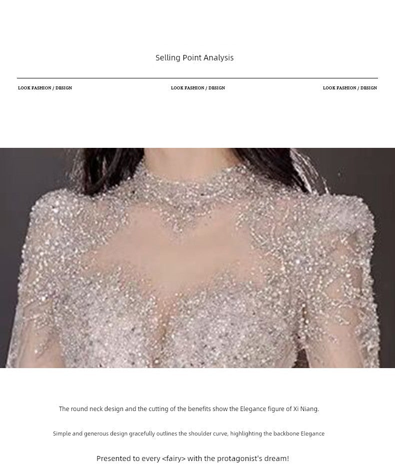 Primary Wedding Dress 2024 Bride New Arrival French Advanced Texture Pregnant Women Heavy Industry Vintage Court Style Trailing Long Sleeves Good Vibrations