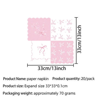 Pink Bow Tie Disposable Tableware Birthday Party Supplies Festival Tableware Pink Pattern Plate Mat Disposable Paper Cups Knive Good Vibrations